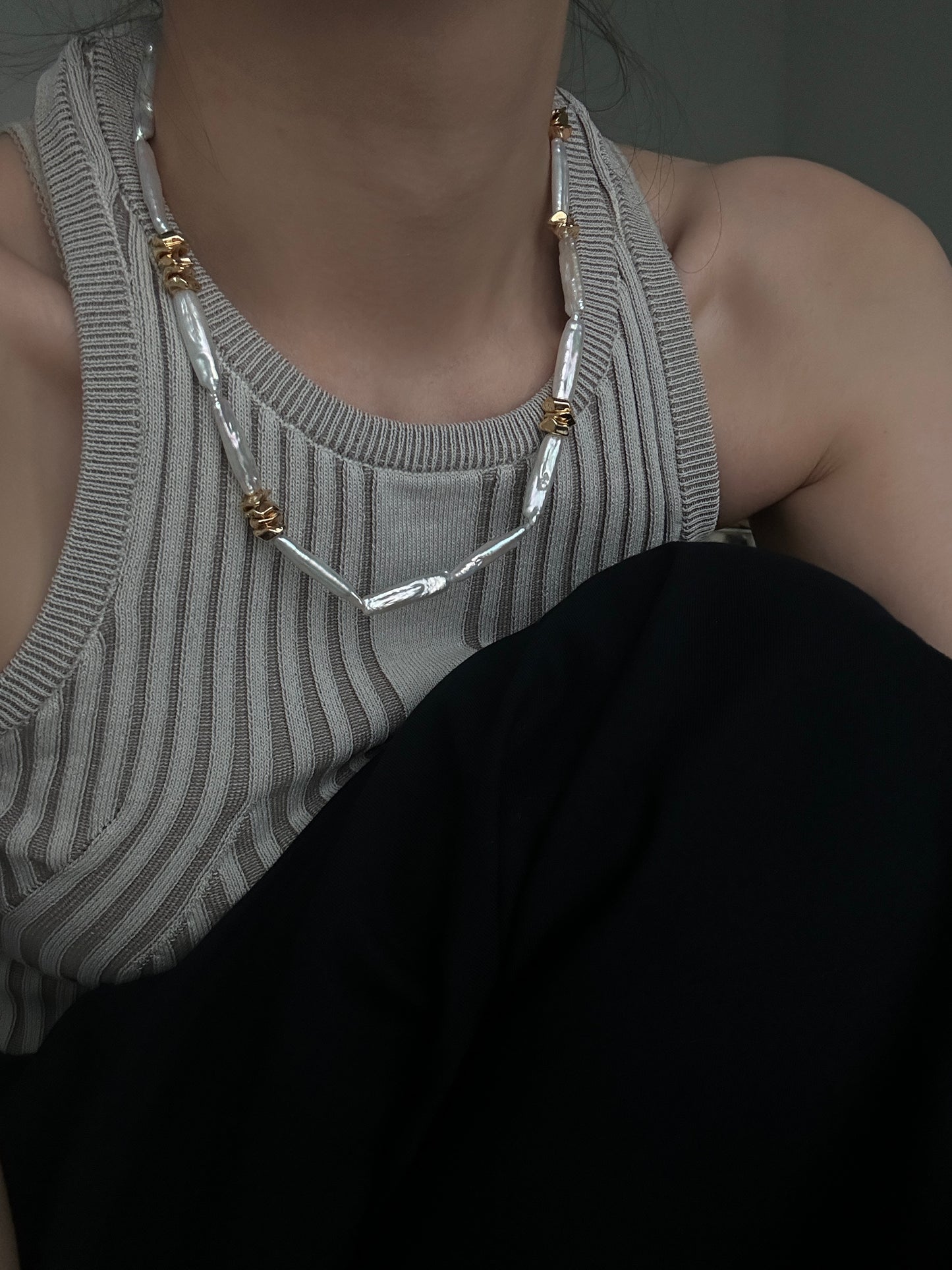 Baroque-Style Irregular White Pearl Necklace